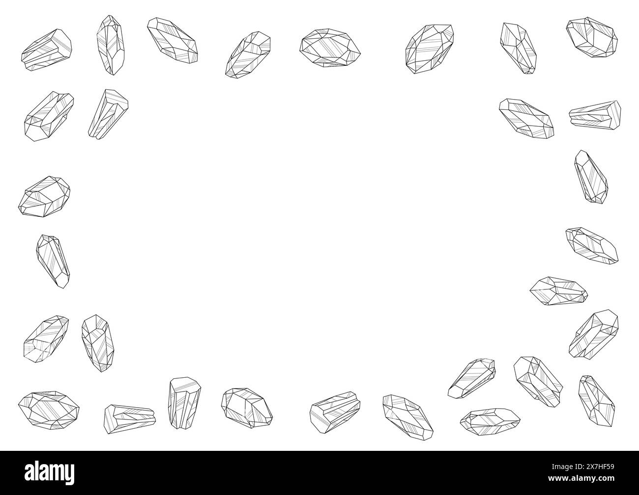 Telaio con cristalli. Gioielli pietre preziose o semipreziose. Illustrazione Vettoriale