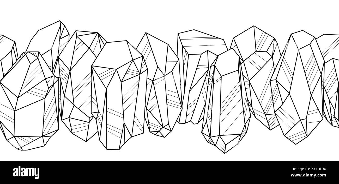 Crea un motivo con cristalli o minerali. Gioielli pietre preziose o semipreziose. Illustrazione Vettoriale