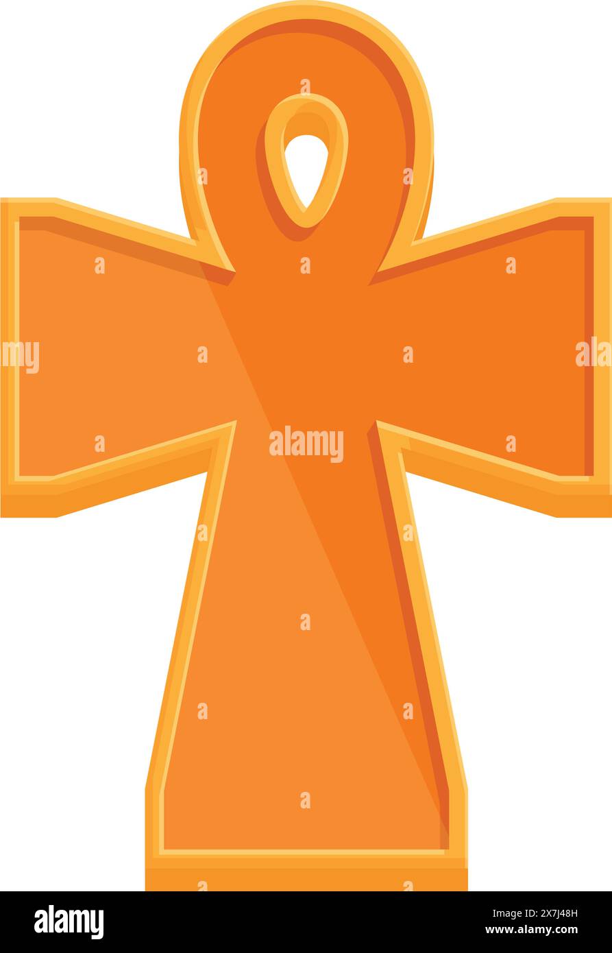 Splendida illustrazione del simbolo dell'ankh dorato che raffigura l'antica icona culturale egiziana della vita eterna e della spiritualità in un brillante design vettoriale metallico Illustrazione Vettoriale