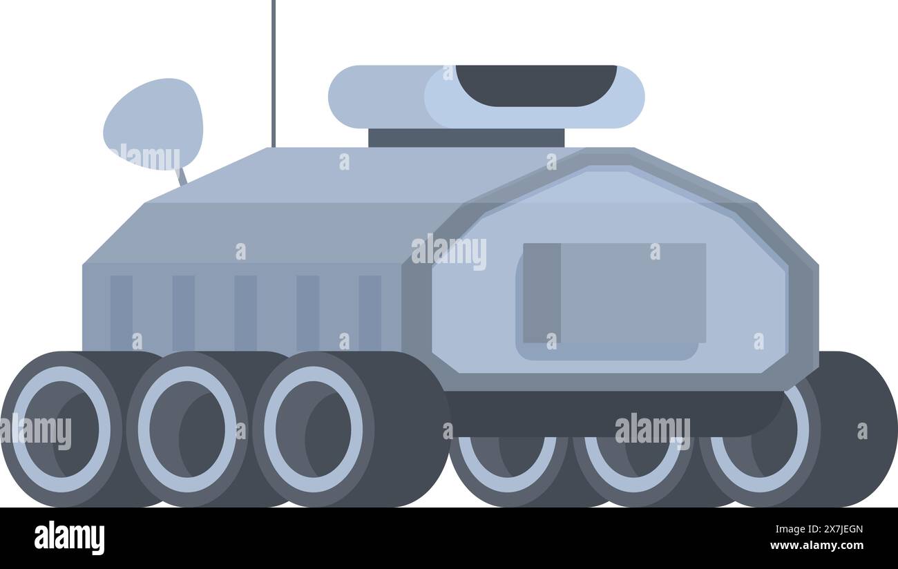 Illustrazione di un carro armato militare cartoni animati con grafica vettoriale per l'icona del giocattolo per bambini isolata su sfondo bianco Illustrazione Vettoriale