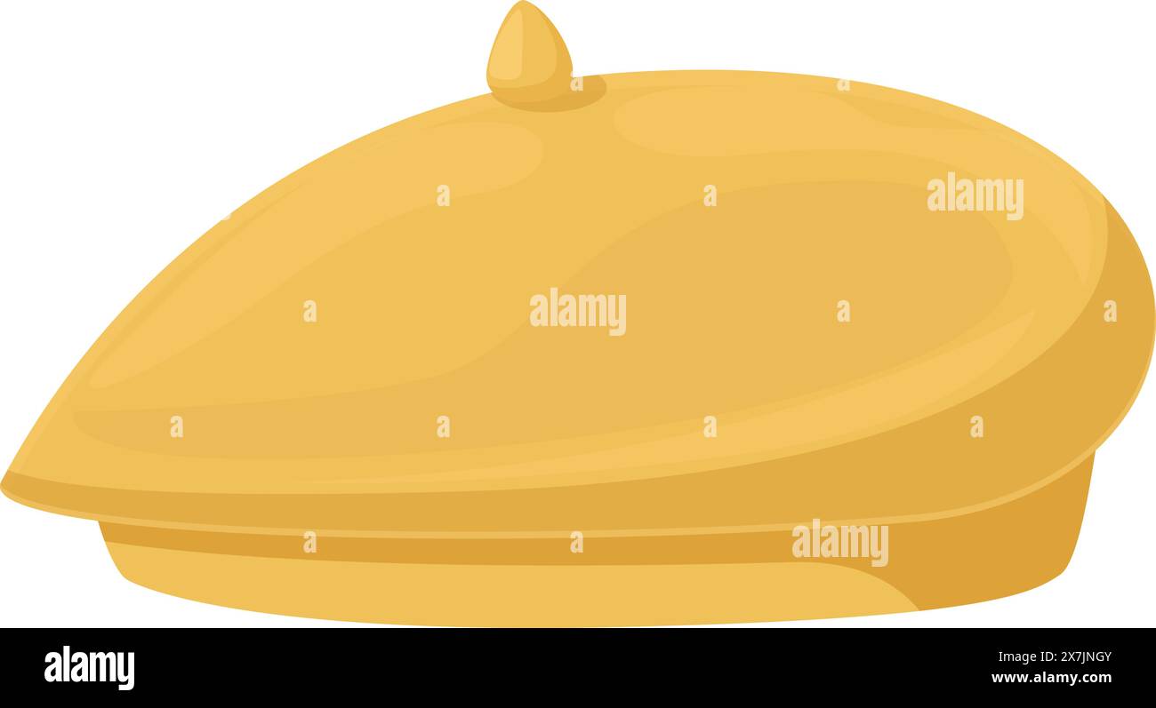 Cartone animato di un classico piatto di burro in ceramica con coperchio liscio a cupola Illustrazione Vettoriale