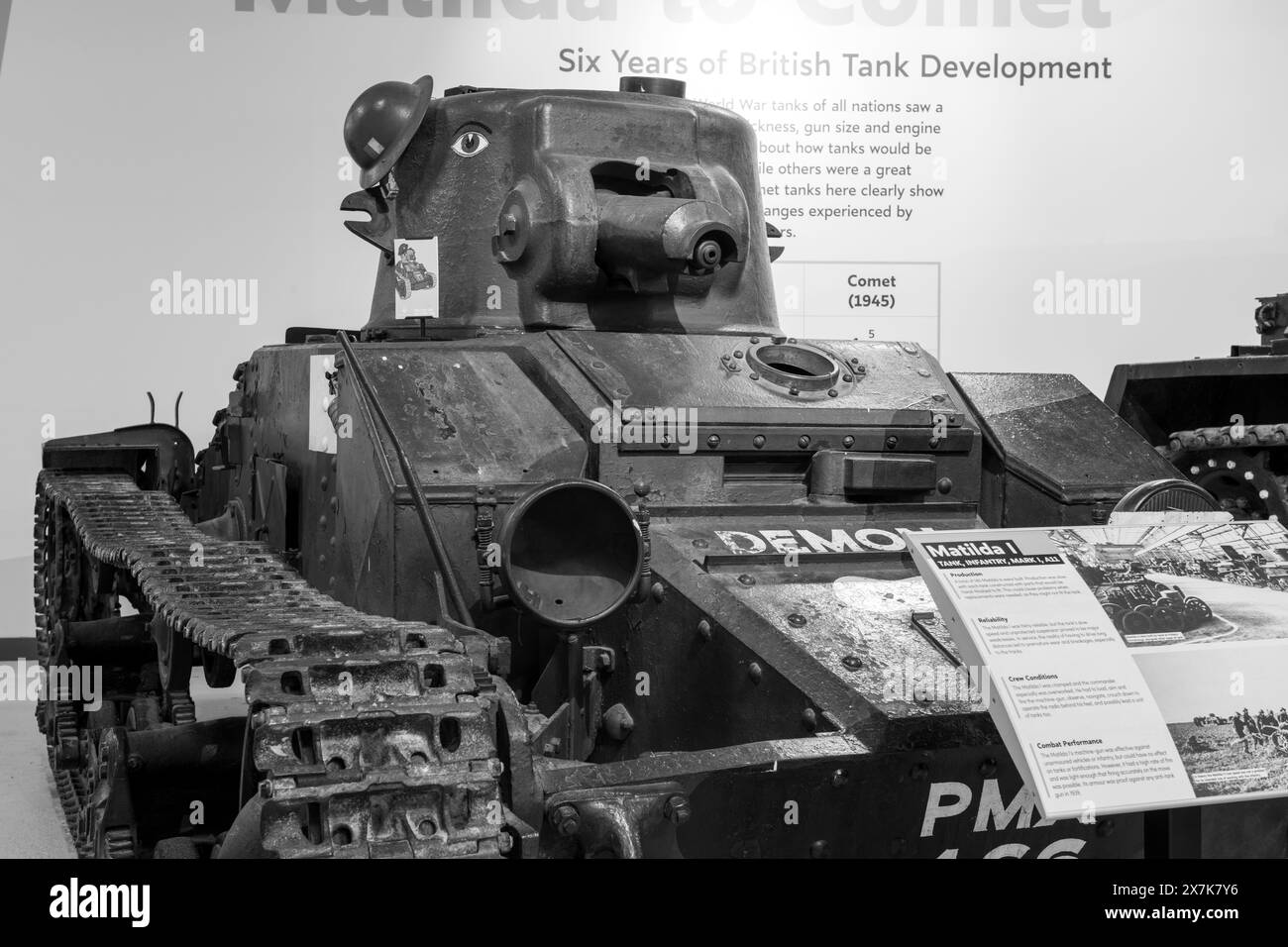 Bovington.Dorset.Regno Unito.25 febbraio 2024.Un carro armato Matilda Mark 1 A11 della seconda guerra mondiale è in mostra al Tank Museum di Dorset Foto Stock