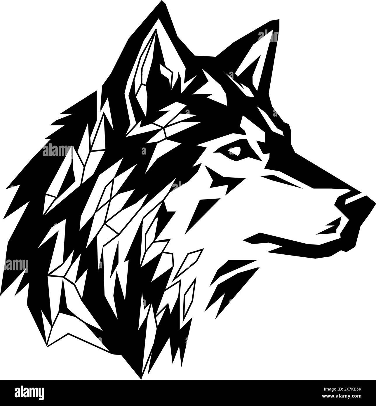 Design a basso contenuto di poli di Wolf Head Illustrazione Vettoriale