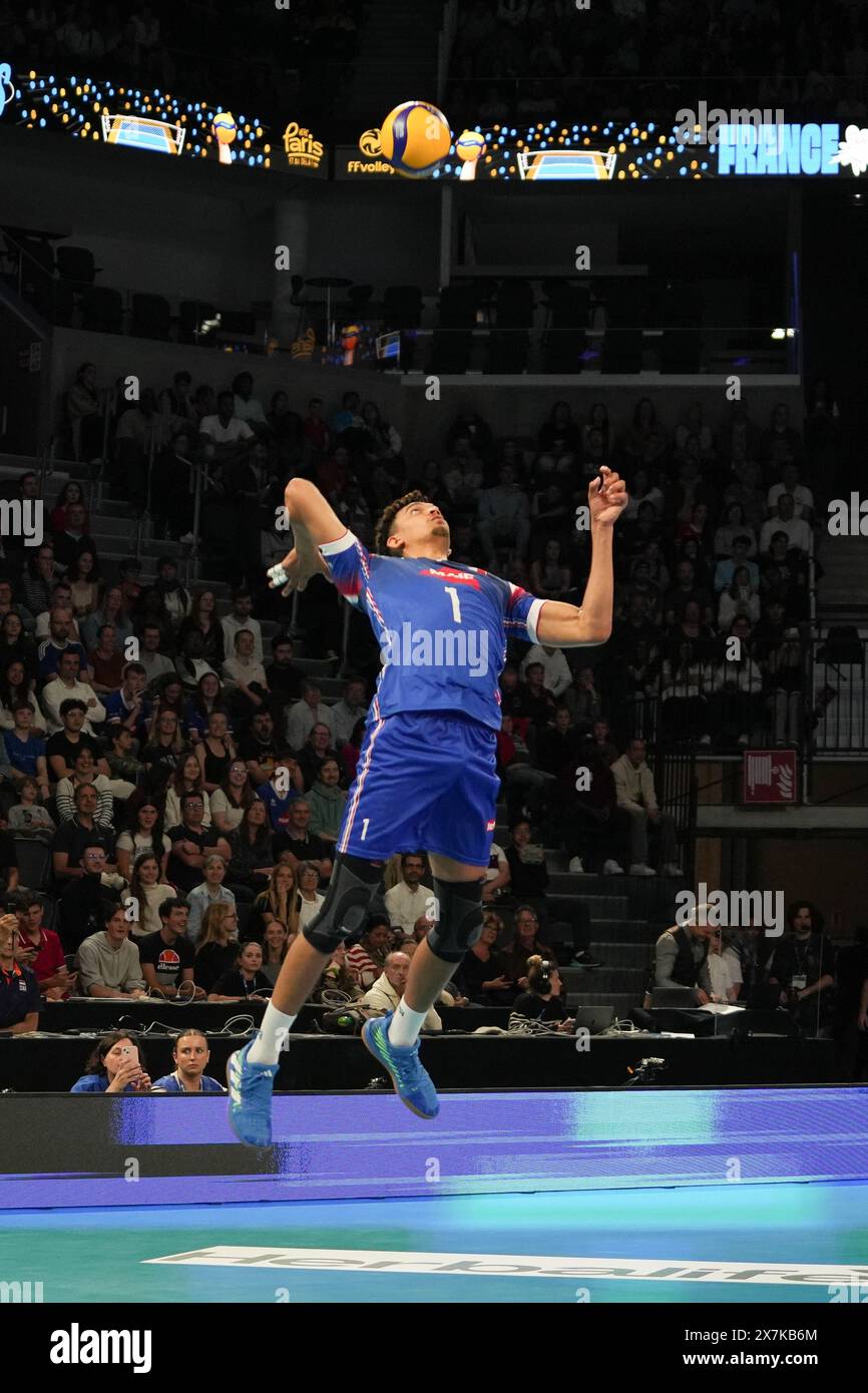 Barthélémy Chinenyeze di Francia durante la partita amichevole internazionale di pallavolo tra Francia e Paesi Bassi del 18 maggio 2024 alla Co'Met Arena di Orléans, Francia - foto Laurent Lairys / DPPI Foto Stock