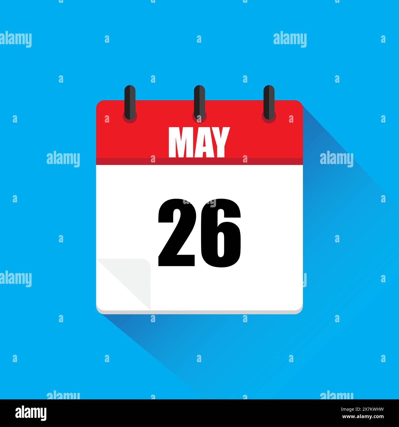 Icona del calendario. Rosso e bianco. Maggio 26. Illustrazione vettoriale. Illustrazione Vettoriale