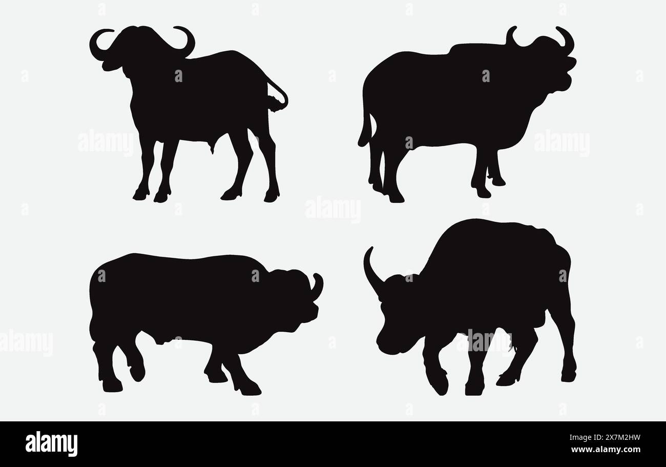 Majestic Buffalo silhouette Vector: Design premium di alta qualità Illustrazione Vettoriale