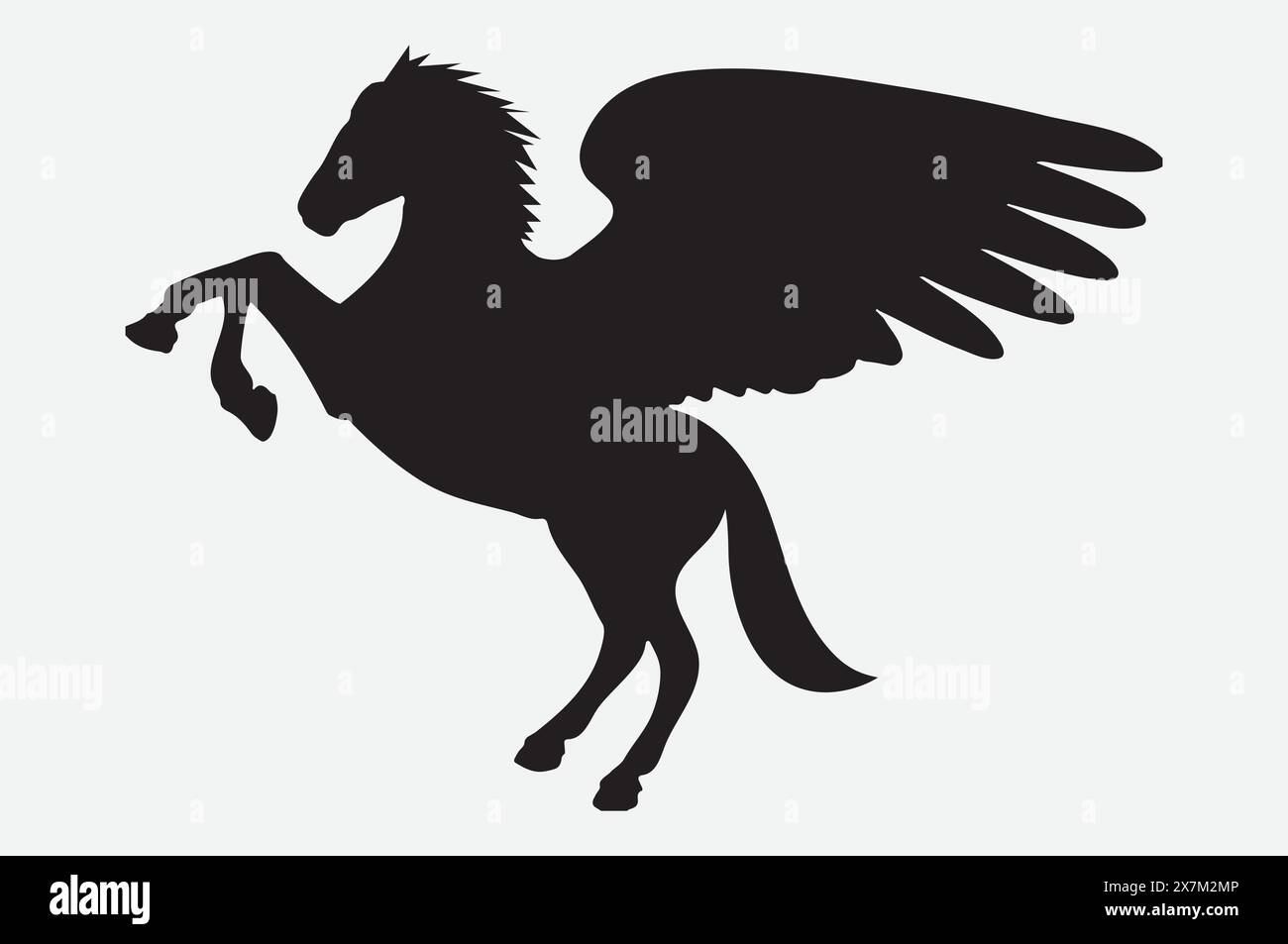 Elegante set vettoriale con silhouette Pegasus per progetti di design mitici e fantasiosi Illustrazione Vettoriale