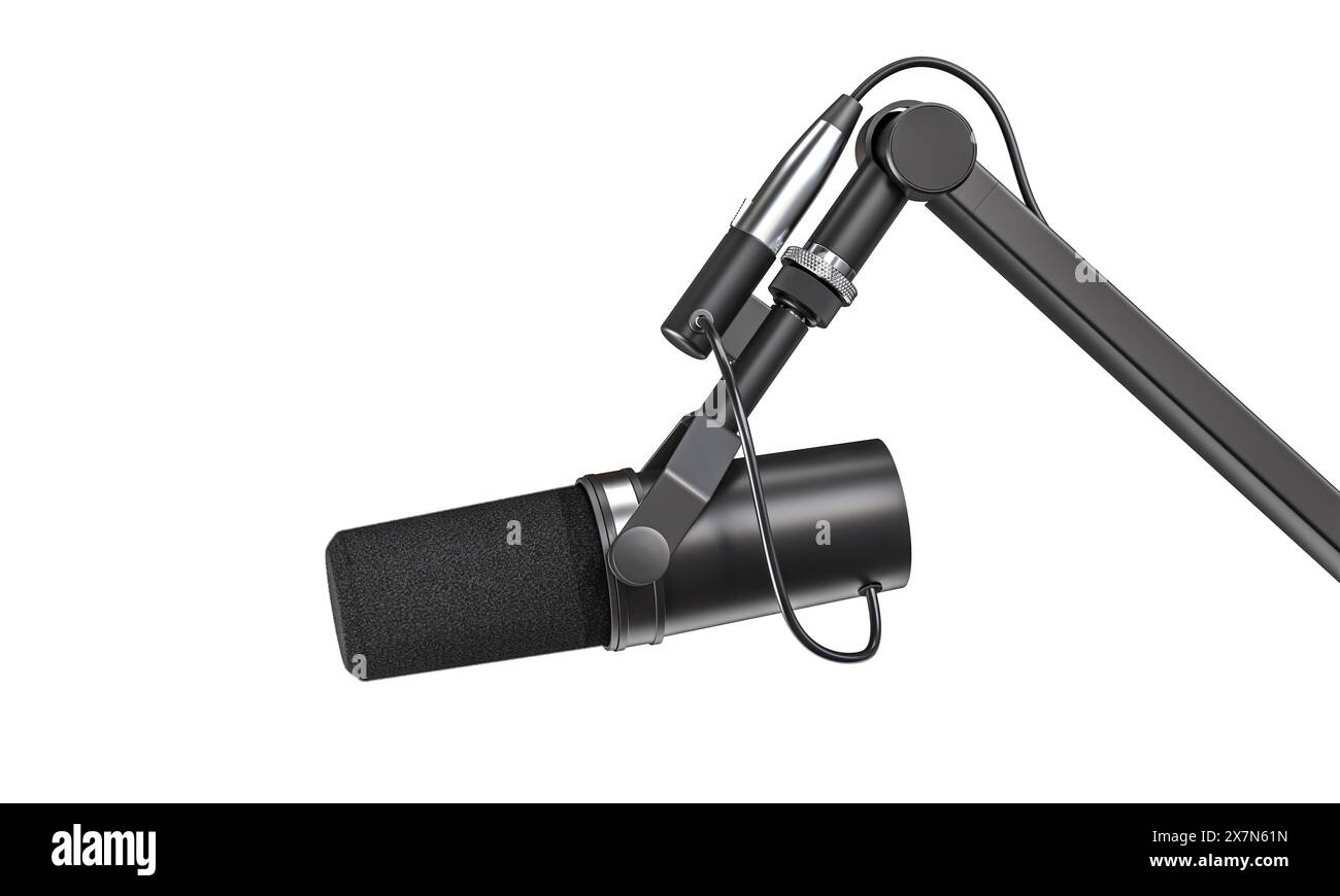 microfono da studio con sfondo trasparente isolato. audio, attrezzatura, registrazione Foto Stock