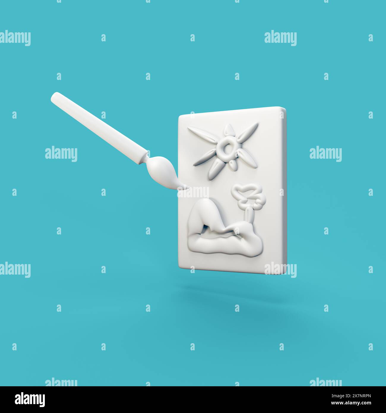 Pennello artistico - oggetto icona CGI 3d stilizzato, non gen ai Foto Stock