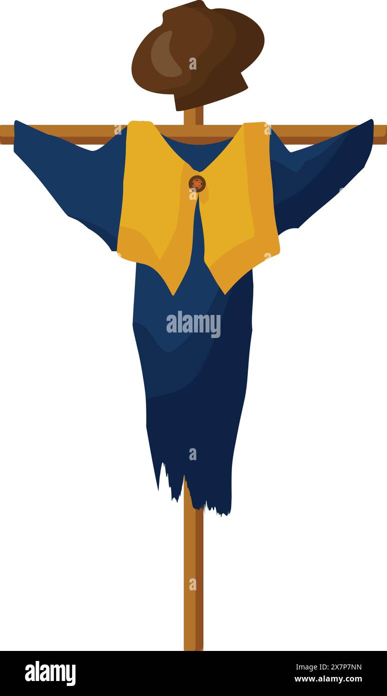 Illustrazione vettoriale di uno spaventapasseri in un campo Illustrazione Vettoriale