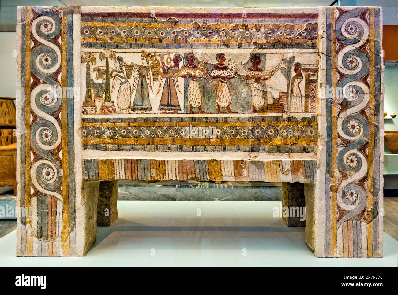 Hagia Triada Sarcophagus, tardo periodo minoico, c. 1400 a.C., Museo Archeologico di Heraklion, Creta, Grecia Foto Stock