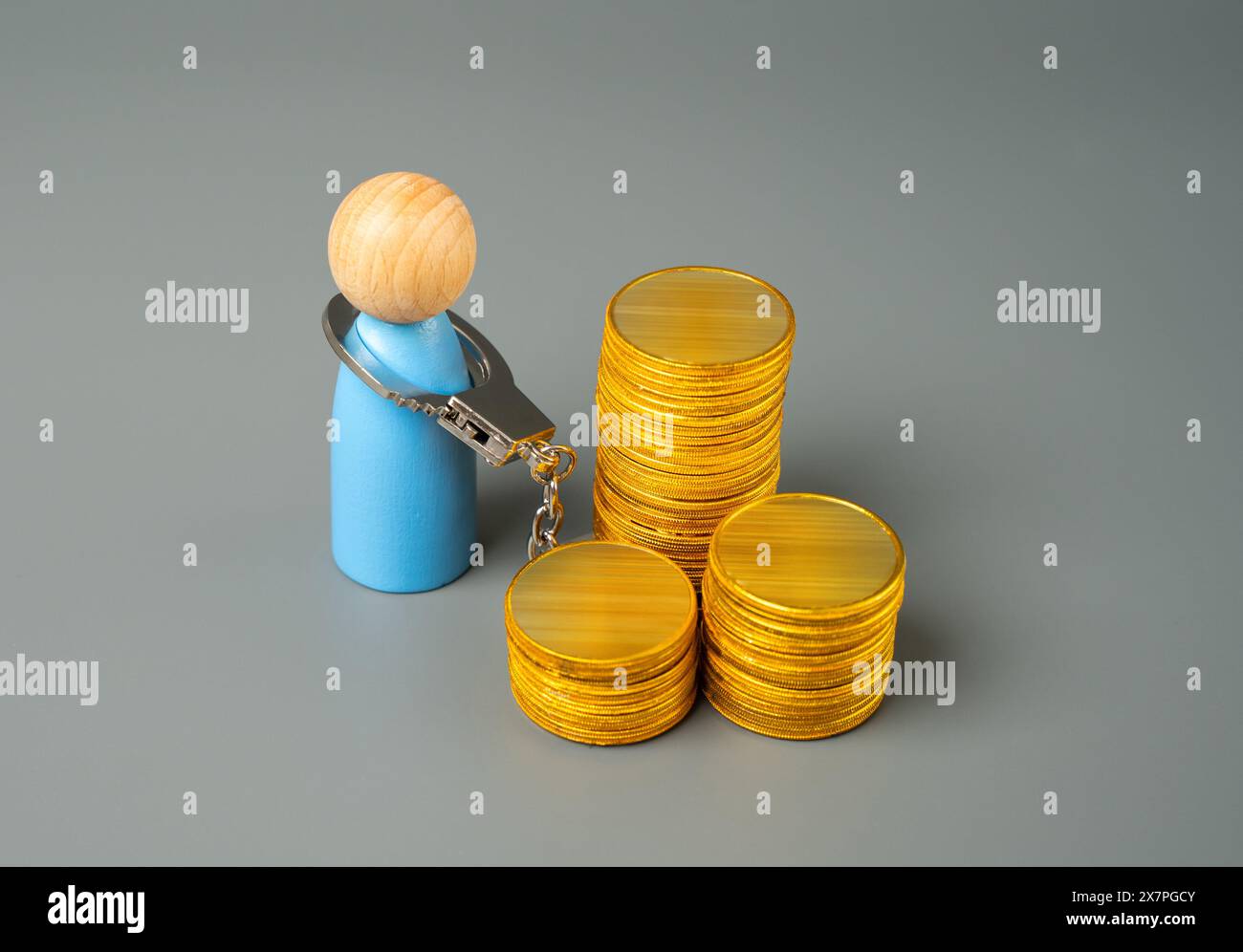 Essere ostaggio dei soldi. Alfabetizzazione finanziaria. I grandi soldi ricevuti rapidamente diventano una maledizione e un test per i suoi proprietari. Il lavoro e i risparmi eccessivi. Fi Foto Stock