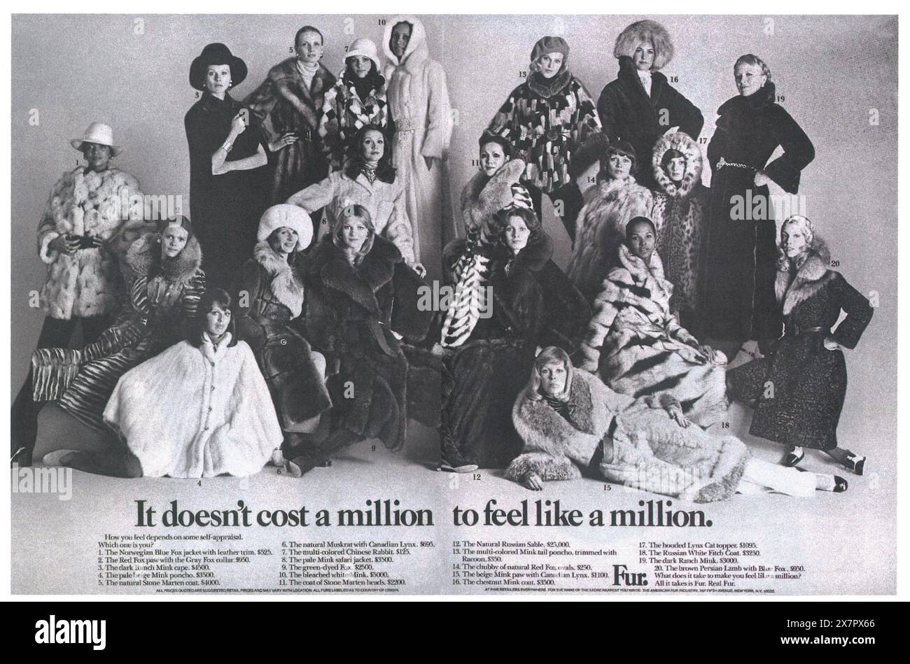 1972 annuncio American Fur Industry - pellicce da donna Foto Stock