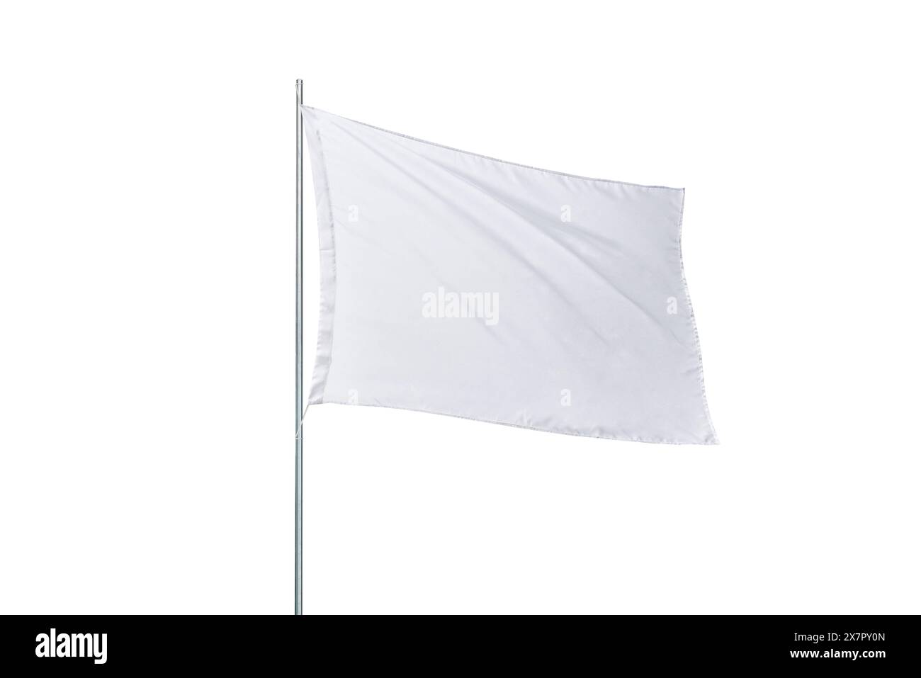 Bandiera bianca con trama pulita, isolata su bianco. Perfetto per i modelli con flag o le presentazioni Foto Stock