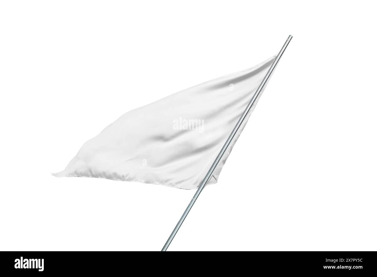 Mockup bandiera bianca che fluttua nel vento, perfetto per la bandiera nazionale o il design, pubblicando con una texture semplice e pulita Foto Stock