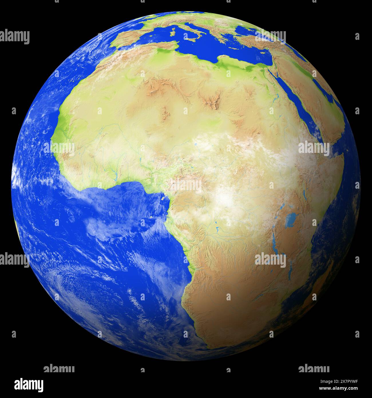 Vista della terra dallo spazio che mostra il Camerun al centro dell'immagine. Foto Stock