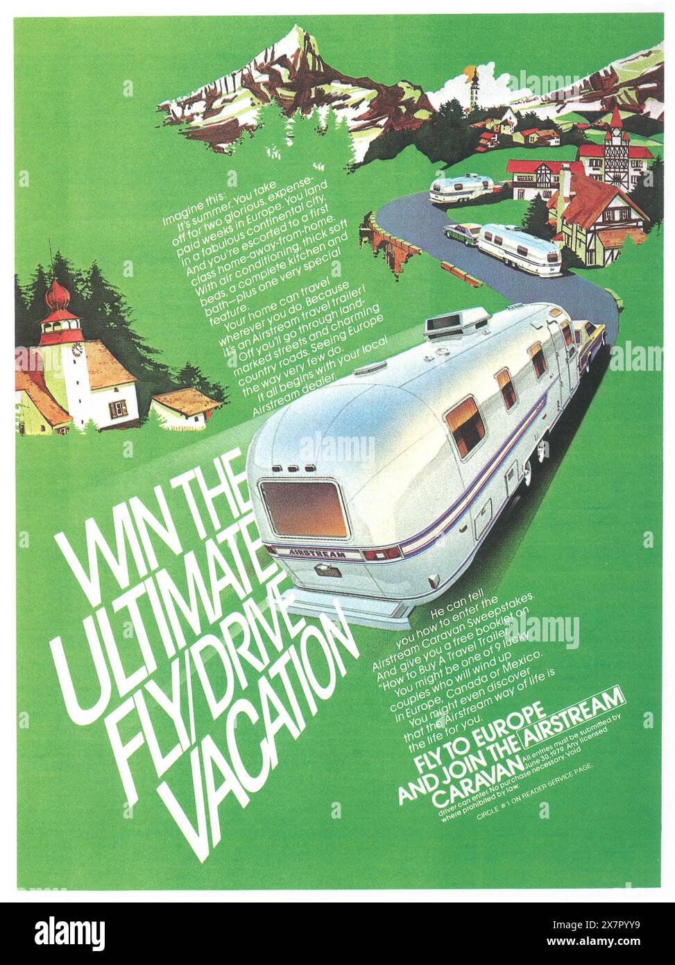1979 annuncio Airstream Travel Trailer - "Win a Fly/Drive Vacation" Foto Stock