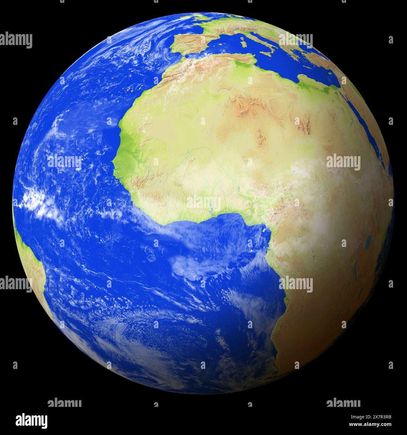 Vista della terra dallo spazio che mostra il Ghana al centro dell'immagine. Foto Stock