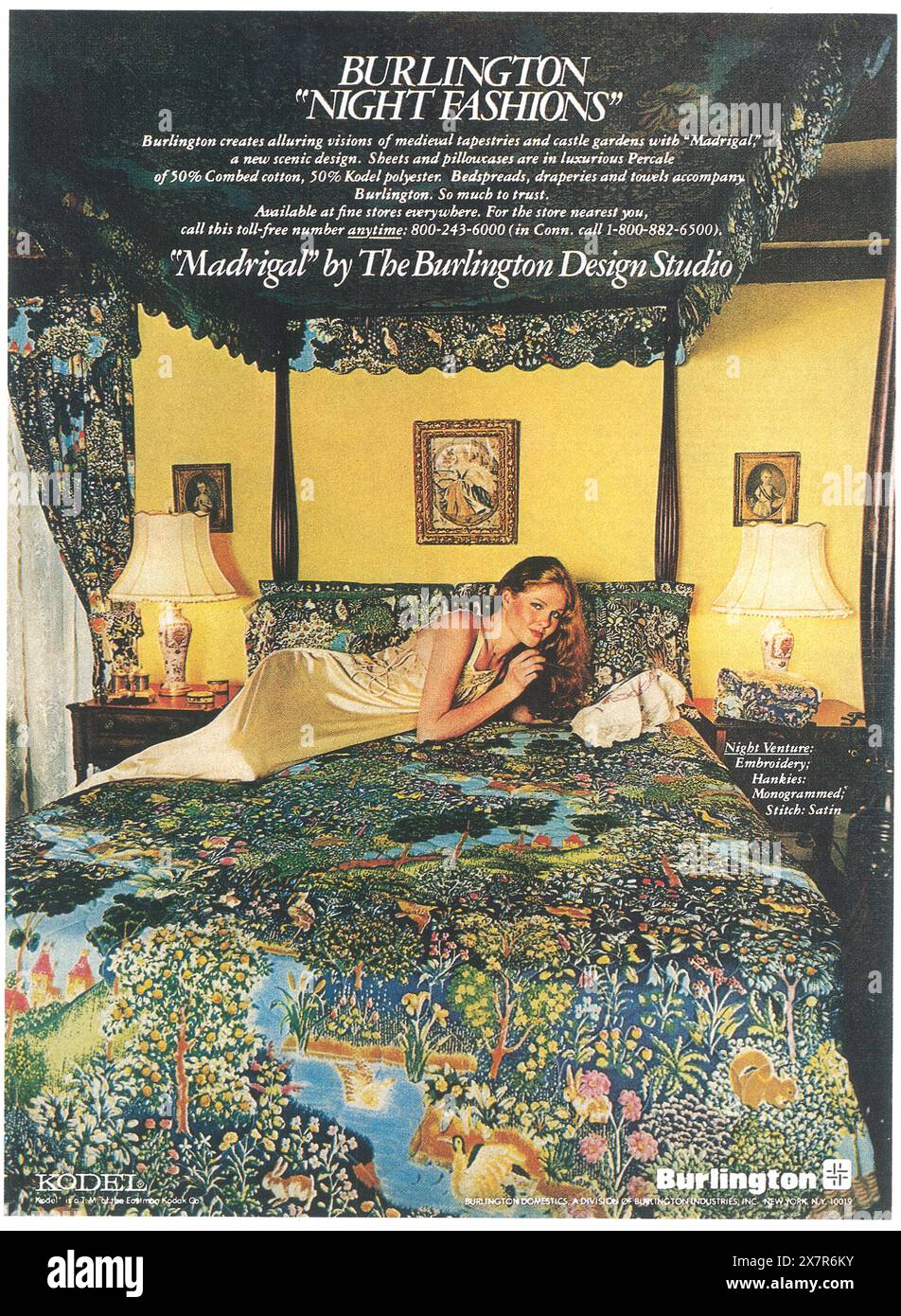 Annuncio 1977 Burlington Night Fashions Fabrics Foto Stock