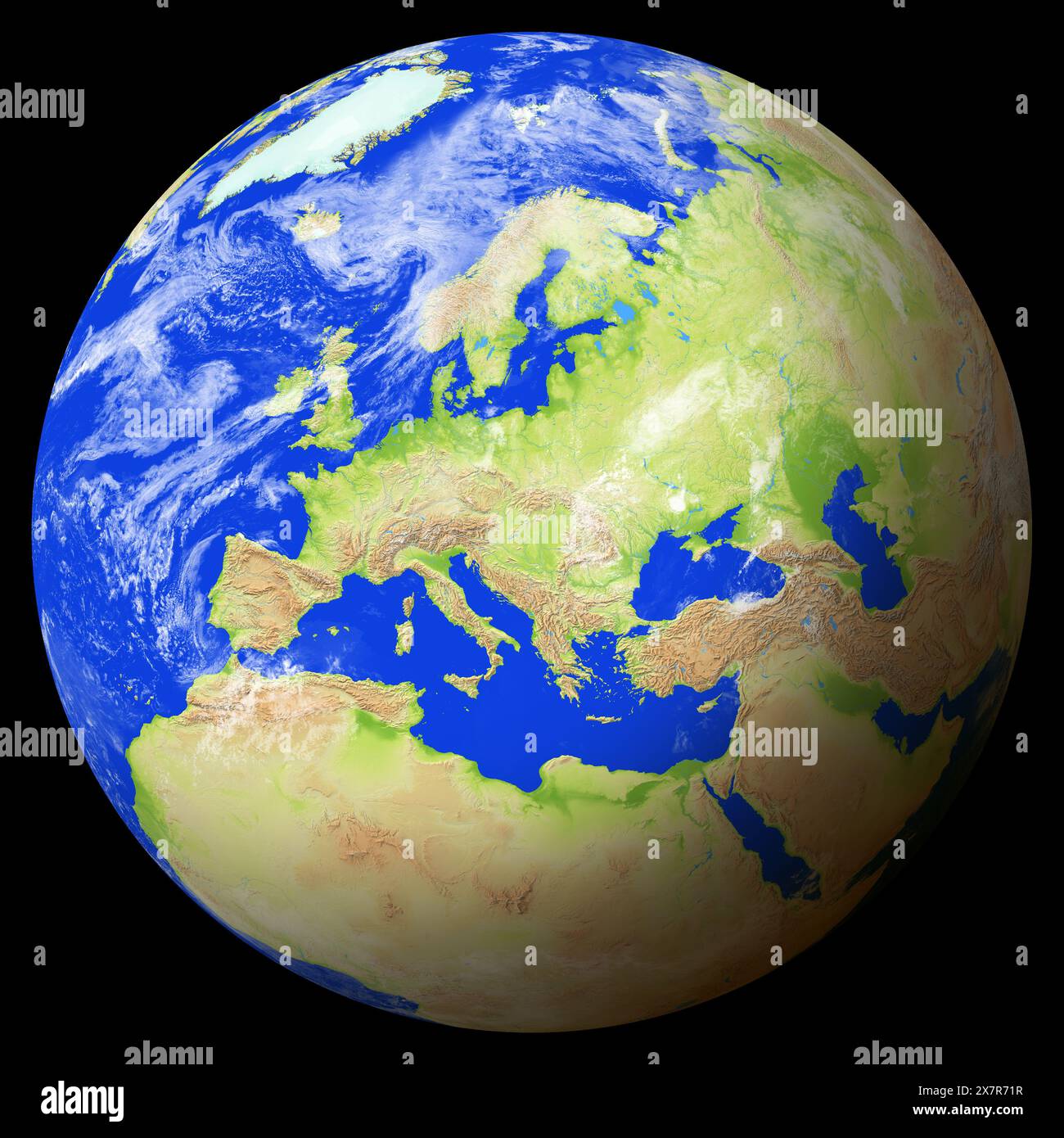 Vista della terra dallo spazio che mostra l'Ungheria al centro dell'immagine. Foto Stock