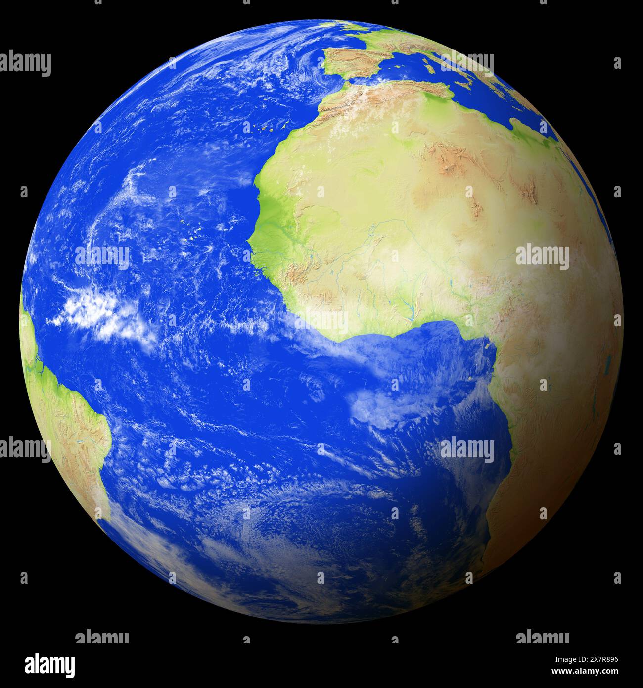 Vista della terra dallo spazio che mostra la Liberia al centro dell'immagine. Foto Stock