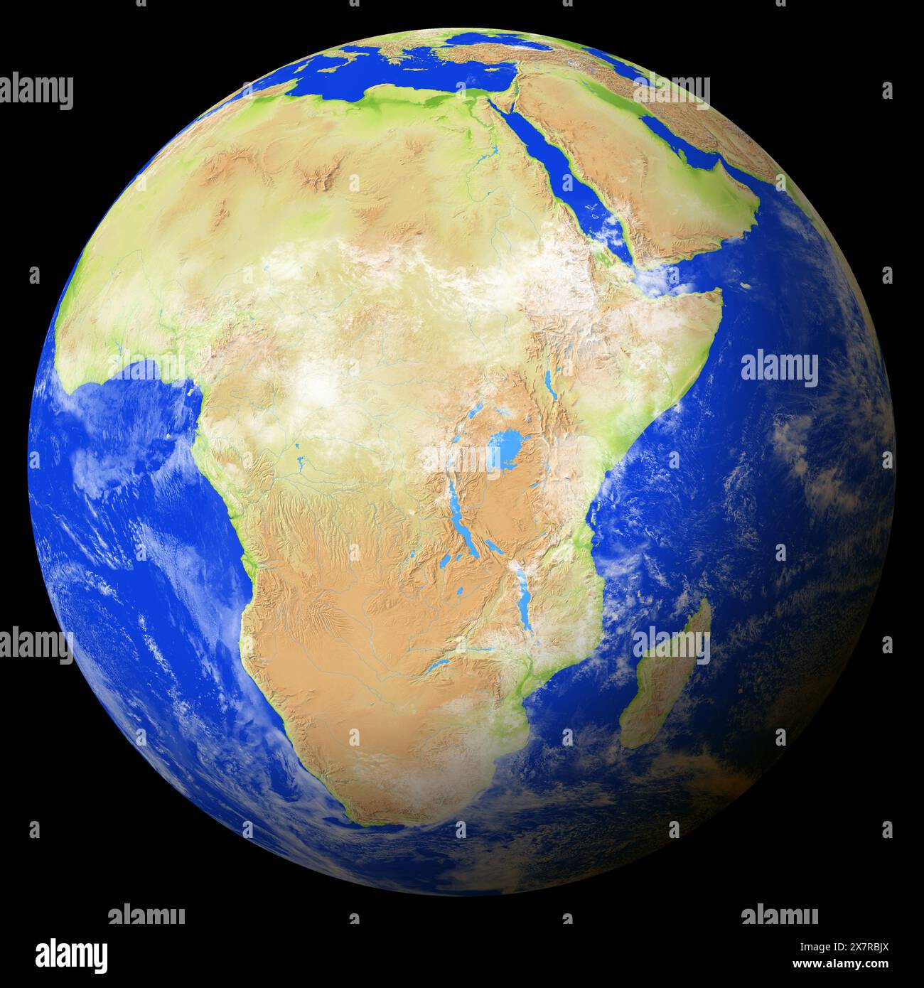 Vista della terra dallo spazio che mostra il Ruanda al centro dell'immagine. Foto Stock