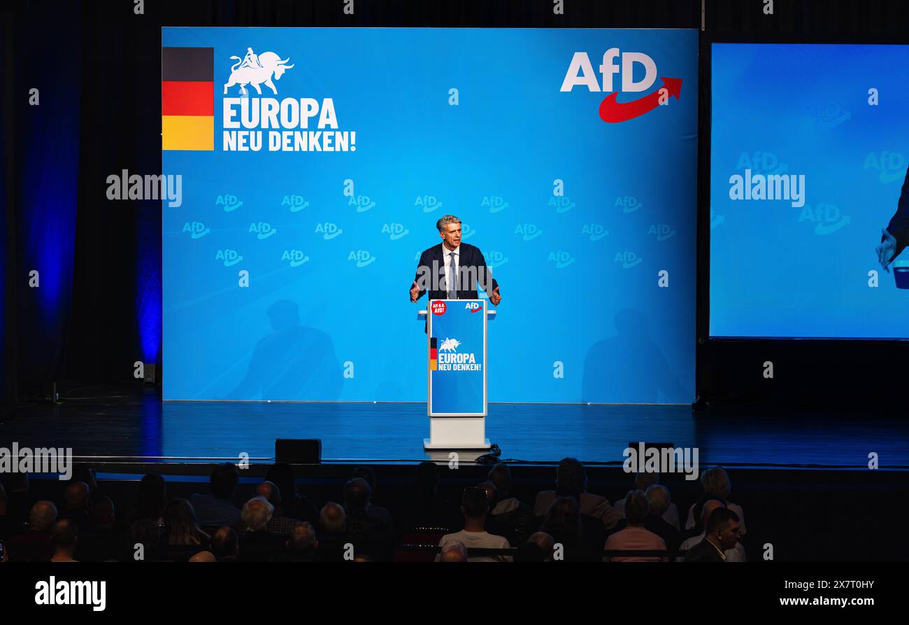 Donaueschingen, Germania, 27 aprile 2024: Il candidato dell'AfD per il Parlamento europeo Marc Jongen alla sua apparizione casalinga nel Baden-Württemberg in D Foto Stock