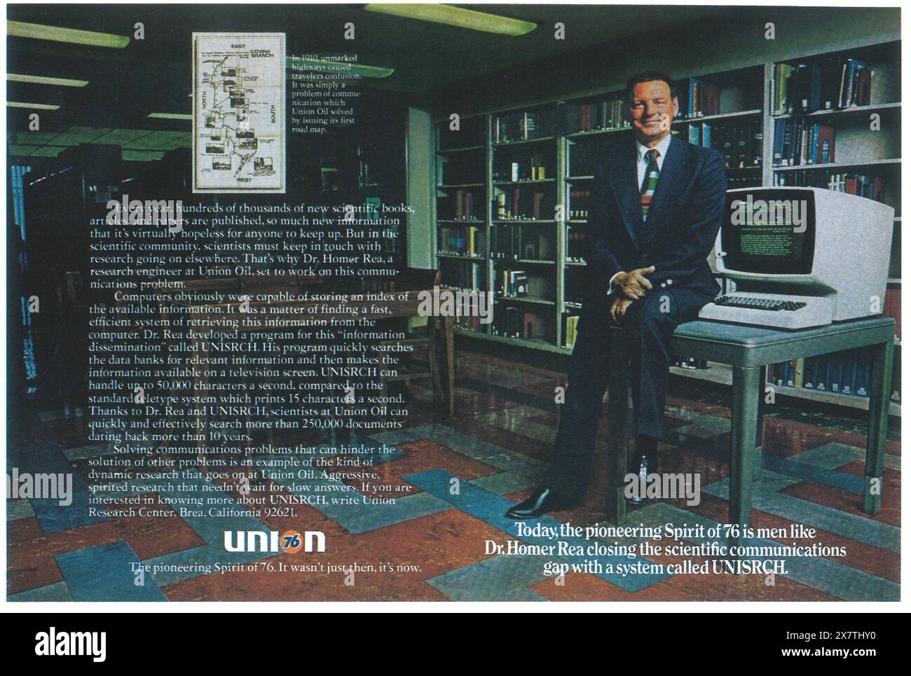 1975 raccordo 76 ad olio con Dr. Homer Rea Foto Stock