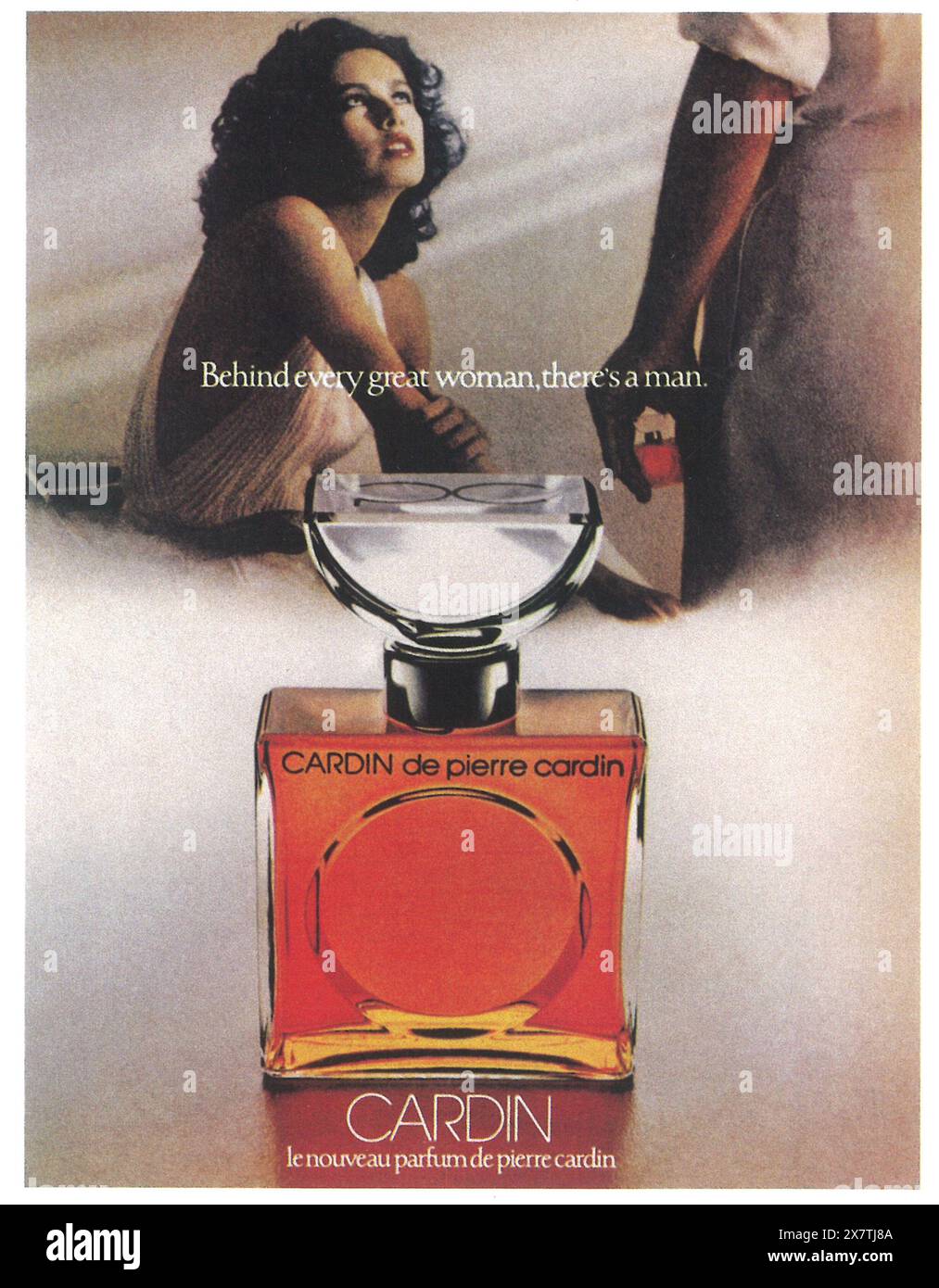 1978 Cardin de Pierre Cardin Perfume ad - "dietro ogni grande donna c'è un uomo" Foto Stock