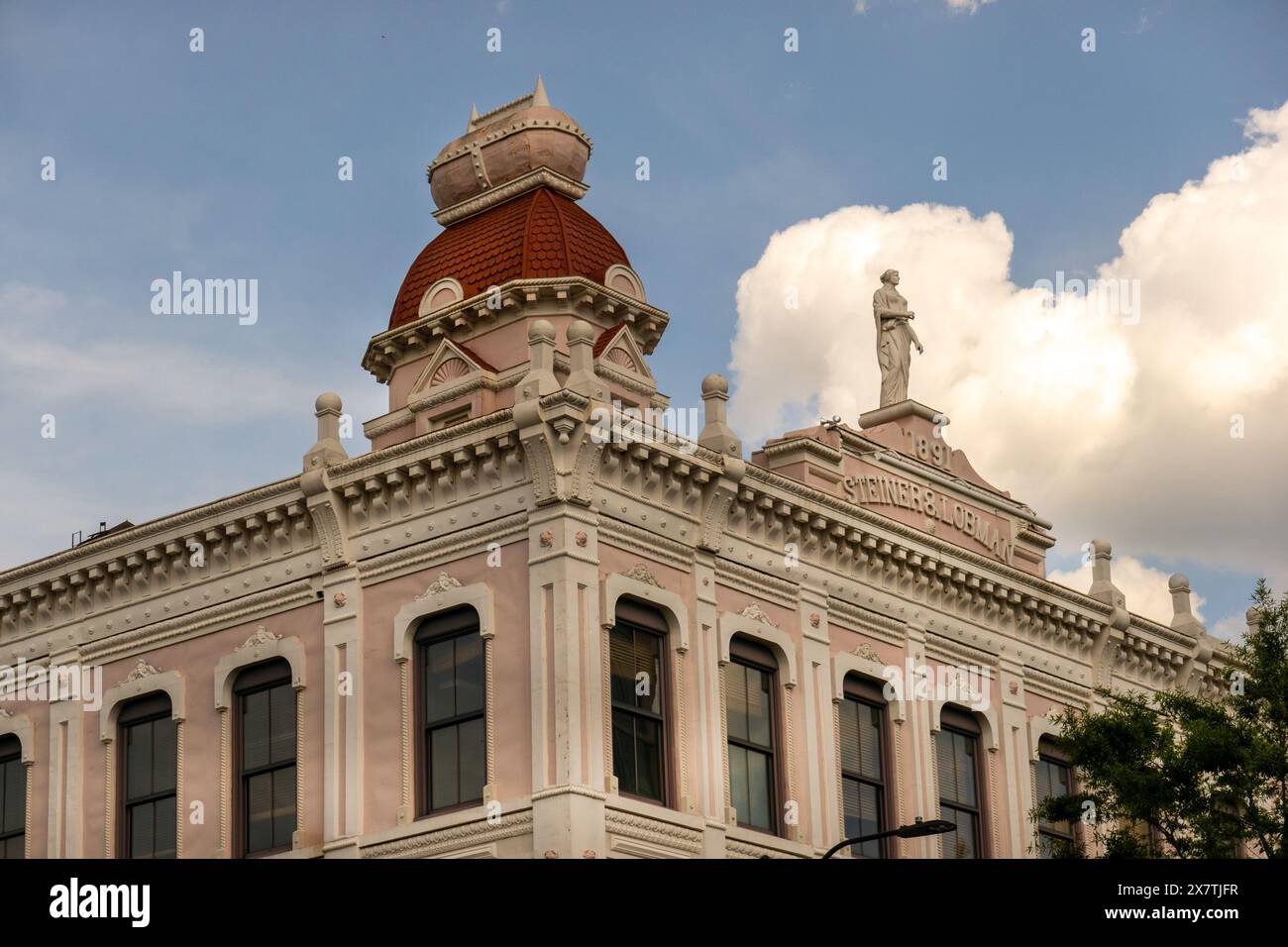 Sarcofago sul tetto dell'edificio Steiner and Lobman nel centro di Montgomery, Alabama Foto Stock