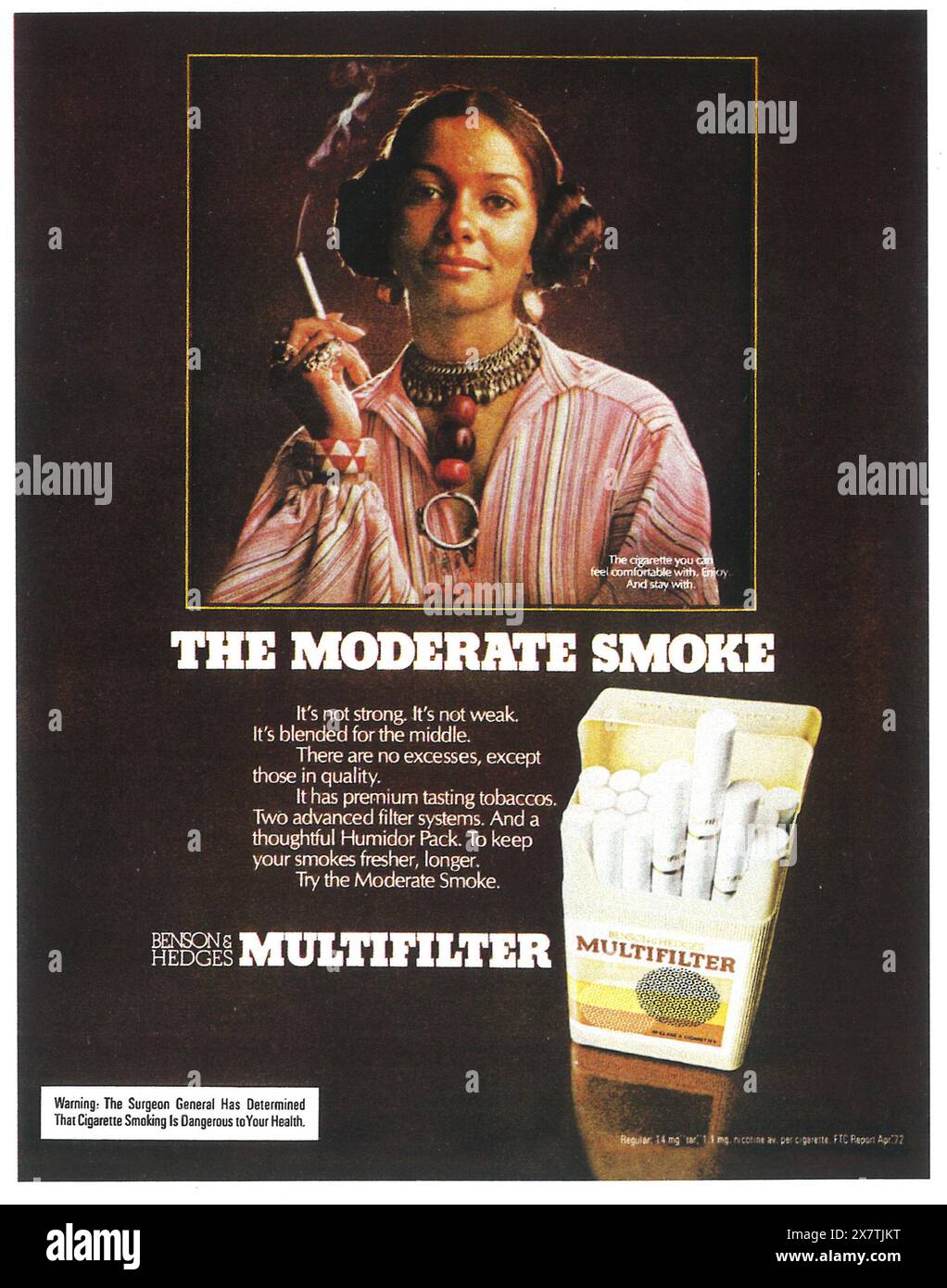 1972 Benson & Hedges Multifilter Cigarette ad the moderate Smoke Foto Stock