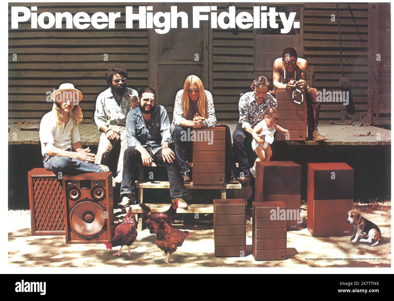 1974 Pioneer Speakers con la Allman Brothers Band a Fillmore East - Pioneer High Fidelity Foto Stock