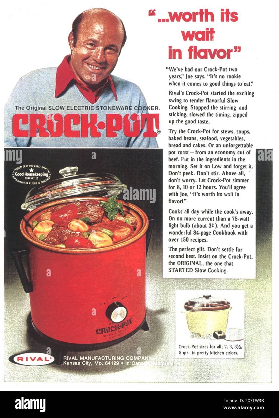 1971 Rival Crock-Pot ad - piano cottura elettrico lento per gres Foto Stock