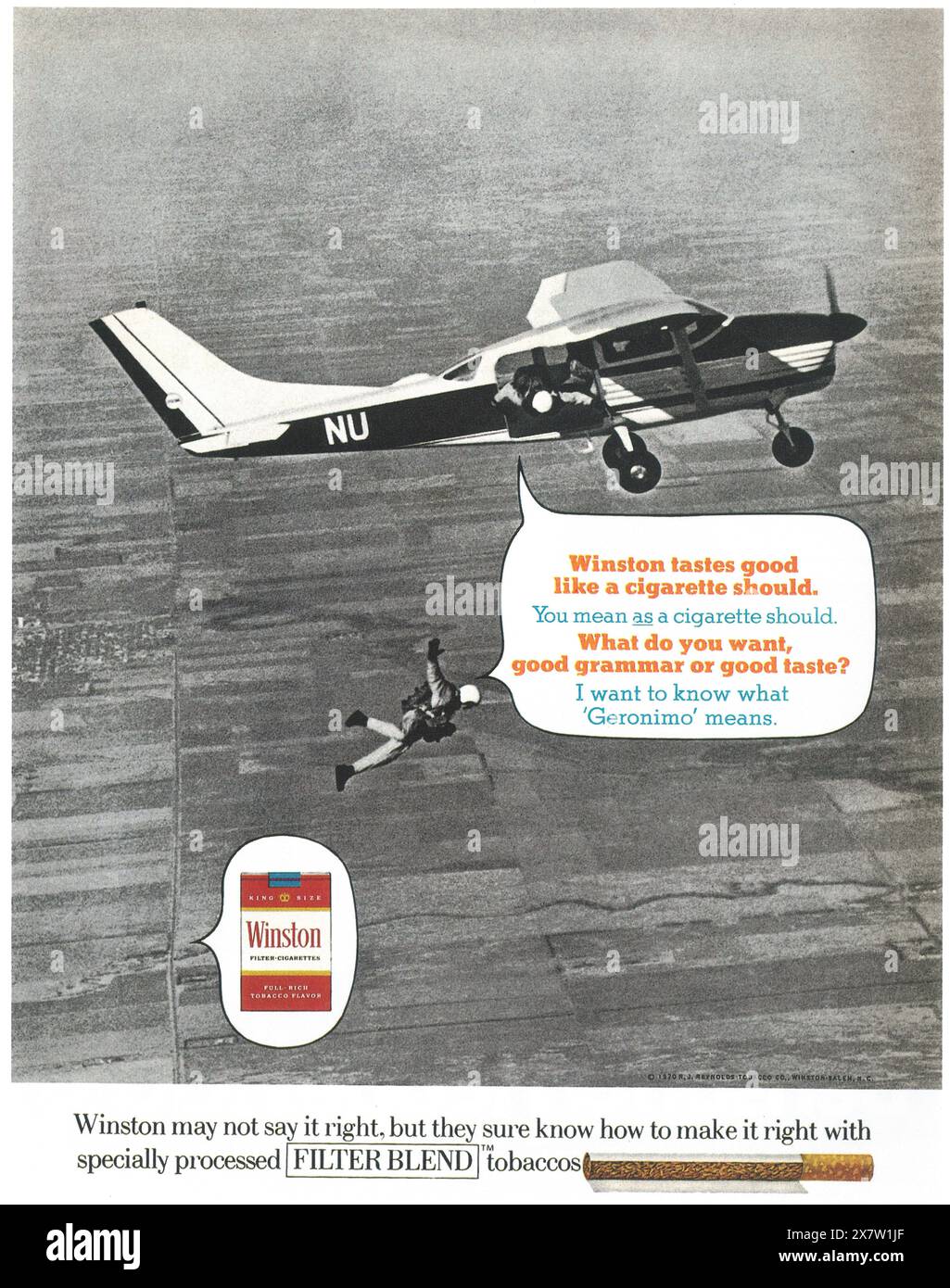 1971 Winston sigarette ad - 'Winston ha un buon sapore come una sigaretta dovrebbe.' Foto Stock
