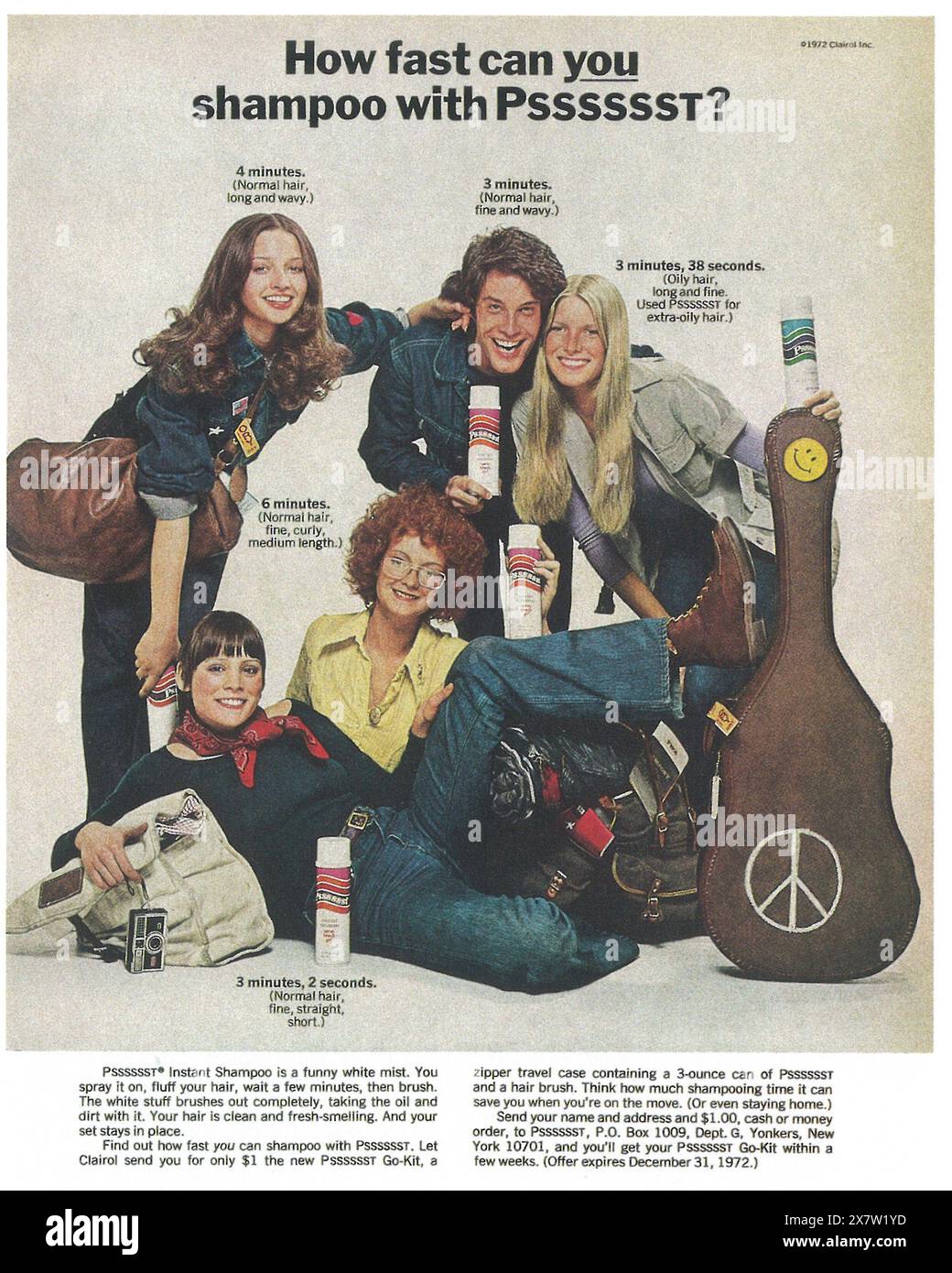 1972 annuncio shampoo istantaneo Pssssst Foto Stock