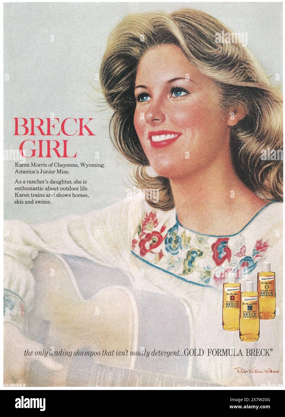 1974 Breck Shampoo ad - Breck Girl Karen Morris - America's Junior Miss - art di Ralph William Williams Foto Stock