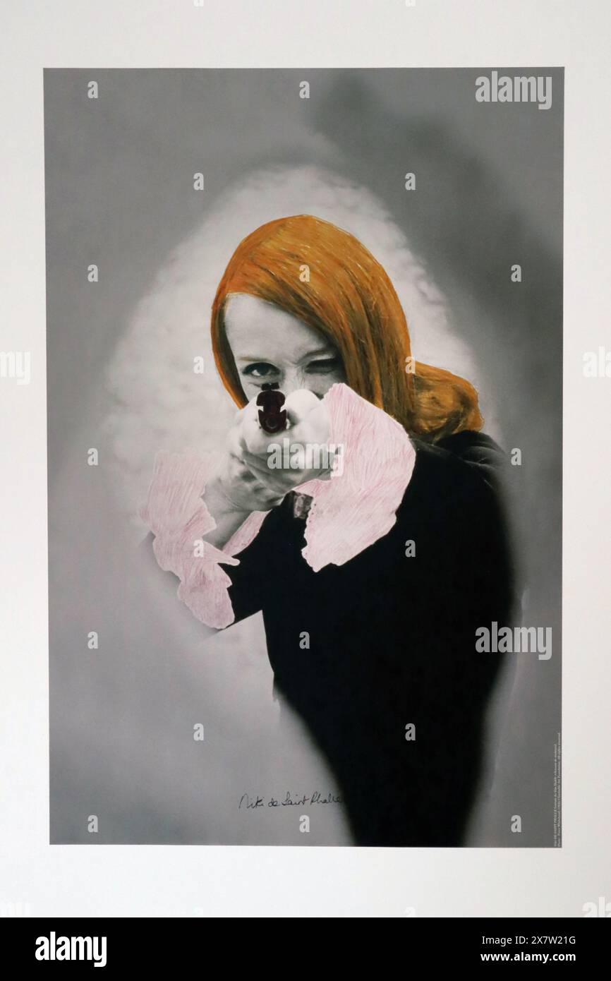 "Niki de Saint Phalle", opera dell'artista Peter Whitehead, estratto dal film papà arricchito di colori. Esposto al Museo d'Arte moderna (MAMAC Foto Stock