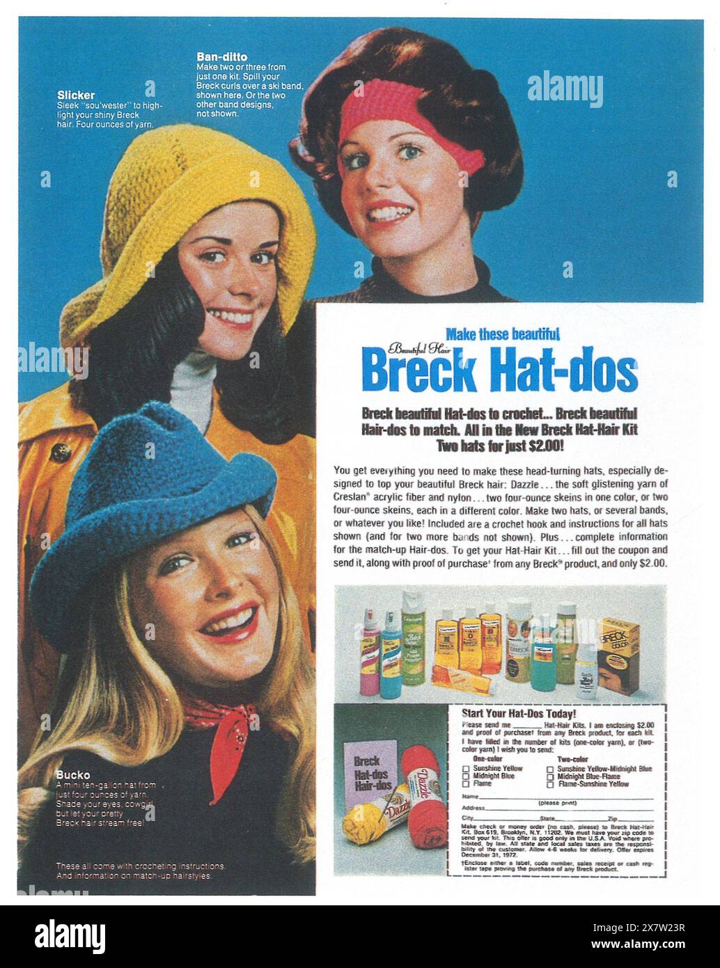 1972 annuncio kit Break Hat-dos Foto Stock