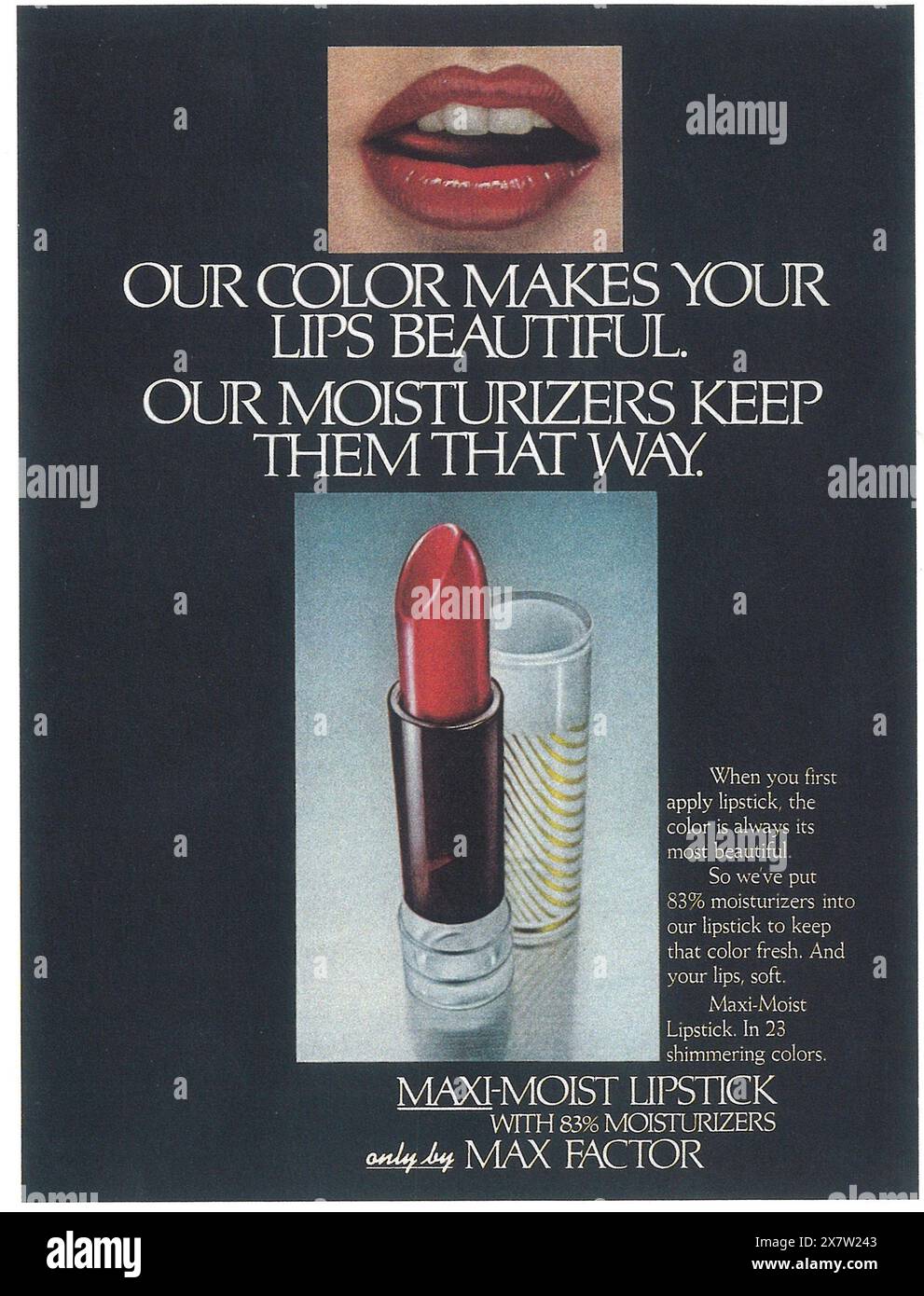 1977 annuncio con rossetto fattore max Foto Stock