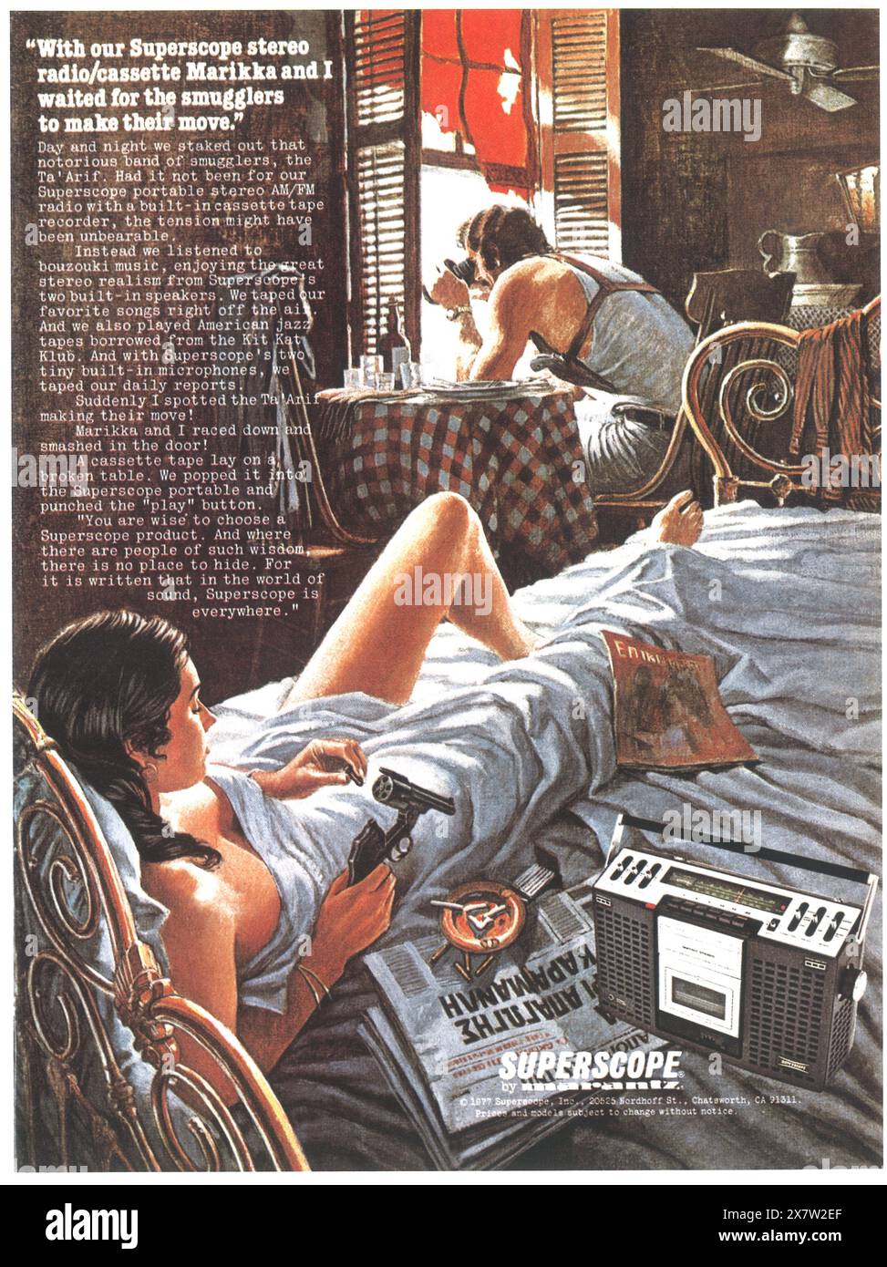 1977 Superscope stereo radio cassette Marikka ad Foto Stock