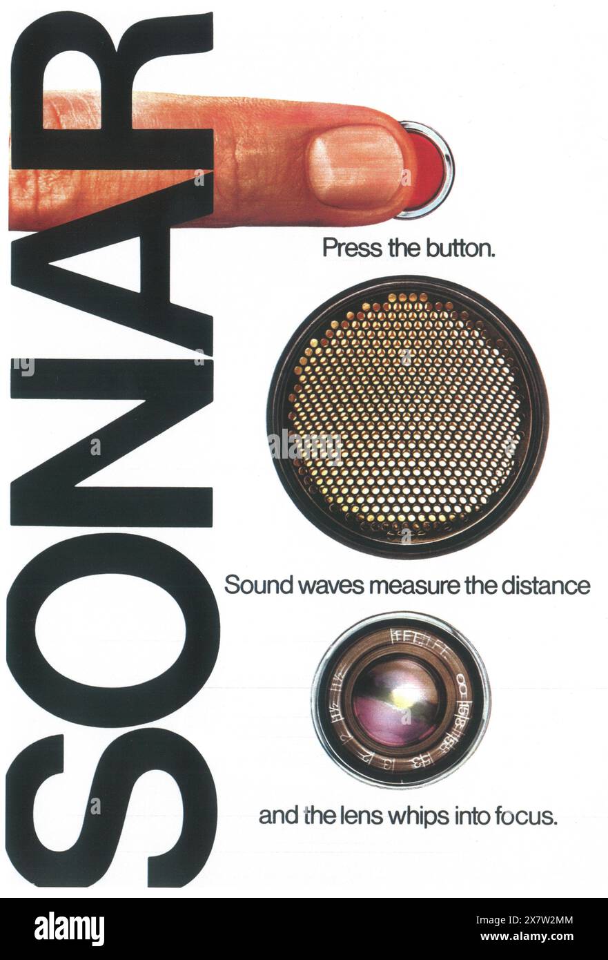 1978 annuncio per fotocamera Polaroid Sonar Foto Stock