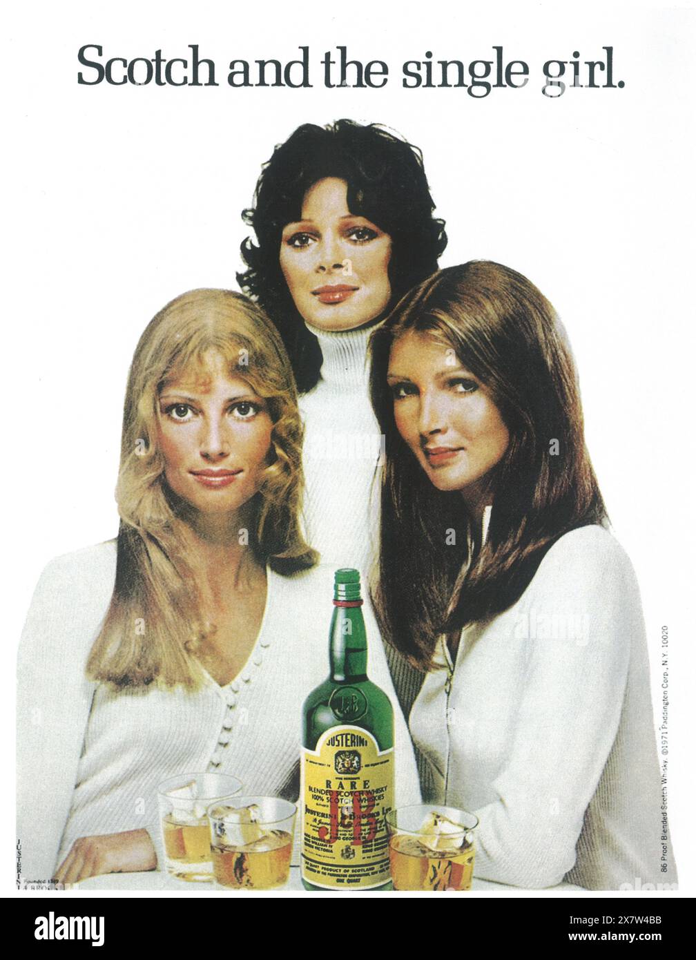 1971 J & B Justerini & Brooks Blended Scotch Whisky ad - Scoth e la ragazza single Foto Stock