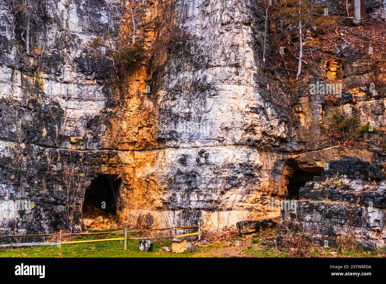 Il Natural Chimneys Park è una struttura calcarea naturale vicino al monte Solon nella valle dello Shenandoah nella contea di Augusta, Virginia Foto Stock