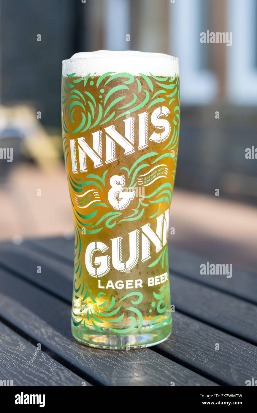 Birra lager Innis e Gunn, bicchiere da pinta - Regno Unito Foto Stock