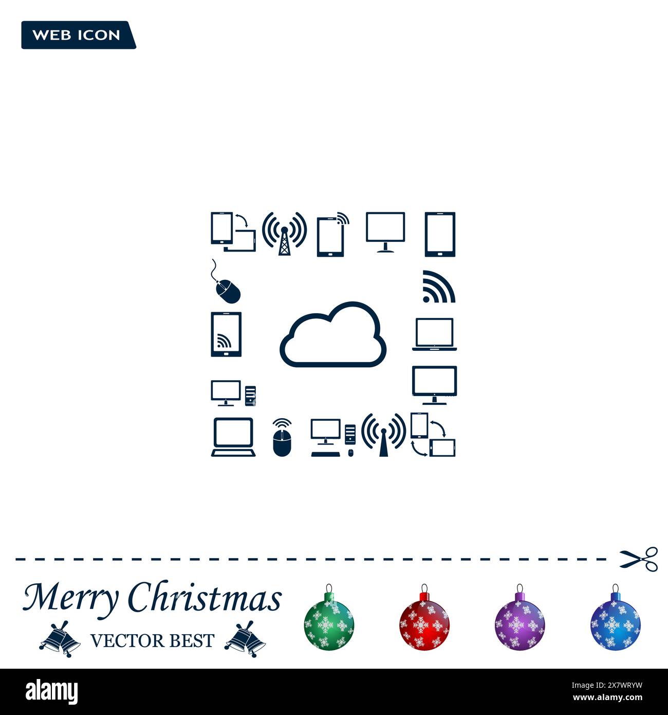 Icona vettoriale del concetto di cloud computing Illustrazione Vettoriale