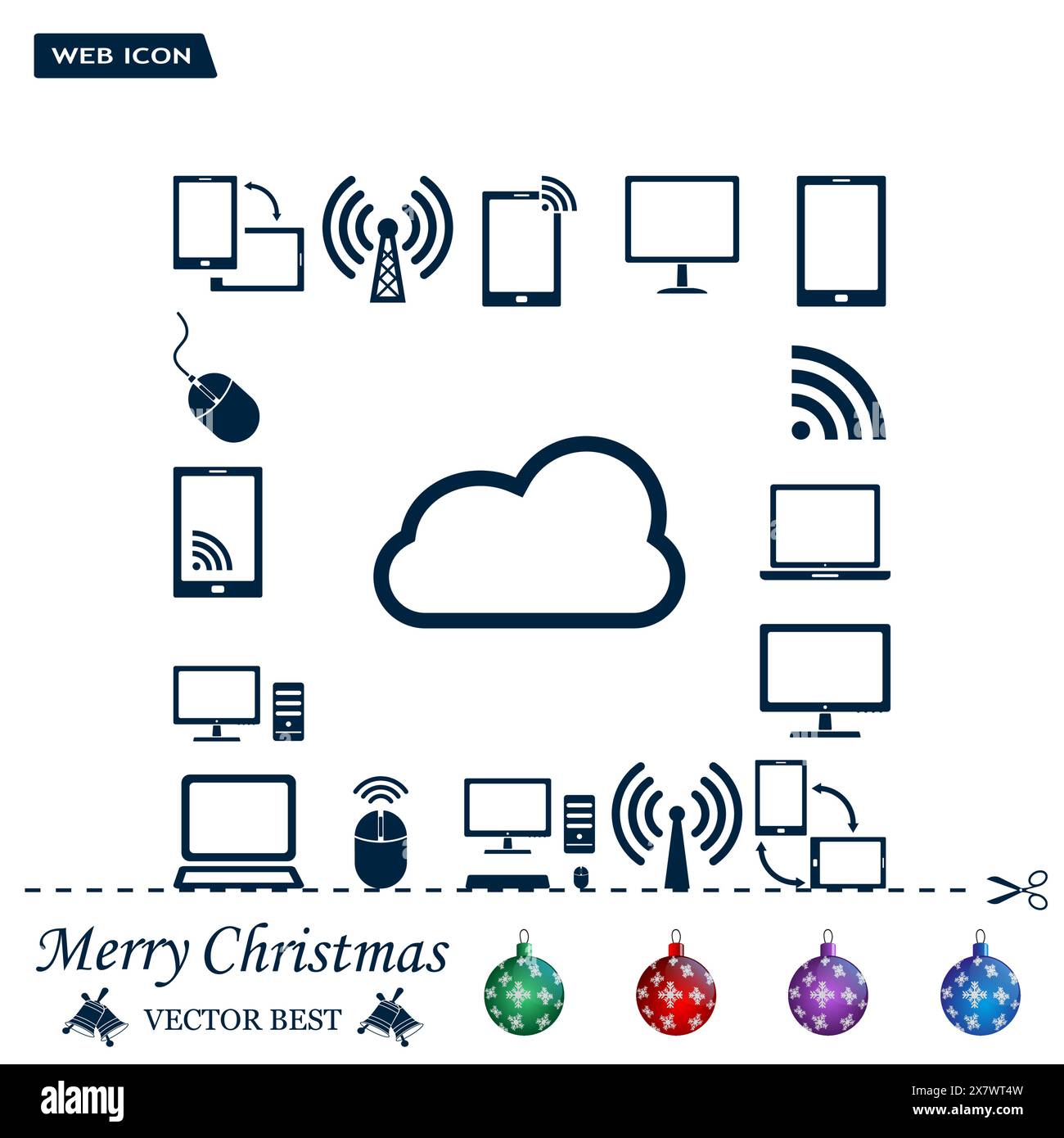Icona vettoriale del concetto di cloud computing Illustrazione Vettoriale