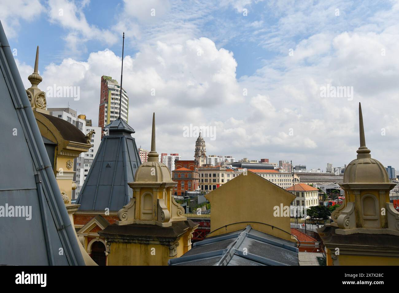 San Paolo, SP, Brasile - 6 aprile 2024: Vista della città di San Paolo dal tetto della stazione Luz. Foto Stock
