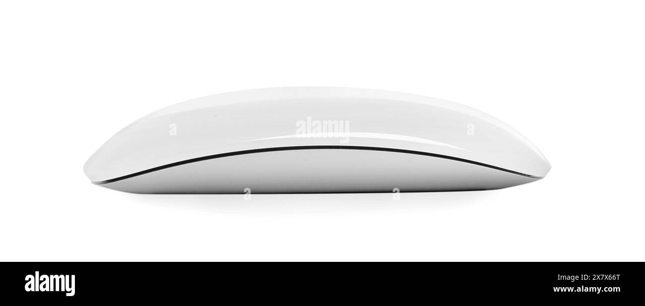 Moderno computer wireless mouse isolato su bianco Foto Stock