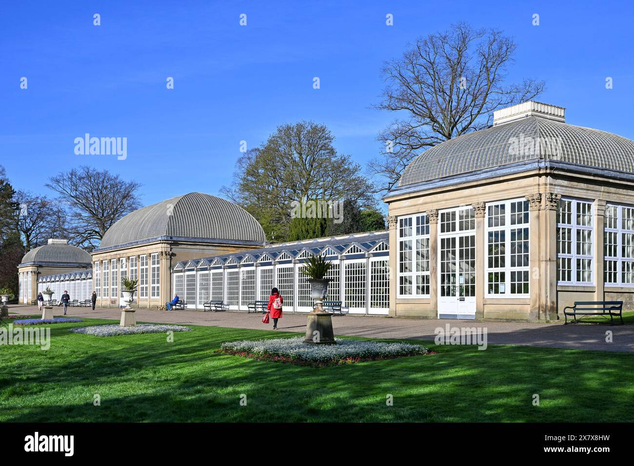 Hot House Pavilions, Sheffield Botanical Gardens, Sheffield, Inghilterra, U. K Foto Stock