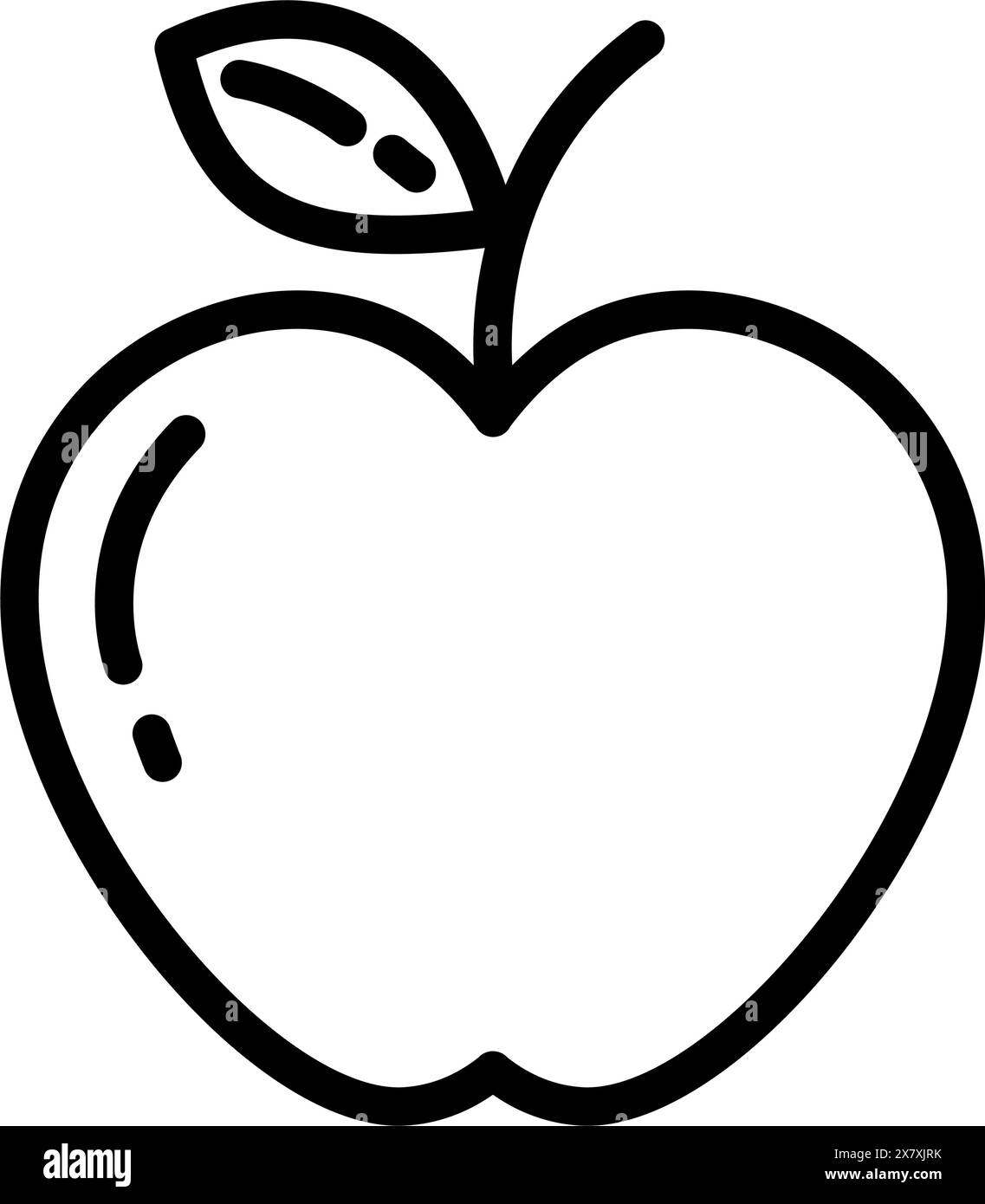 Apple Outline Drawn Autumn Fruit con foglia in stile minimalista adesivo Logo icona design concept isolare EPS Vector Card, poster, banner, brochure, prezzo, etichetta o web, idea di design promozionale Illustrazione Vettoriale